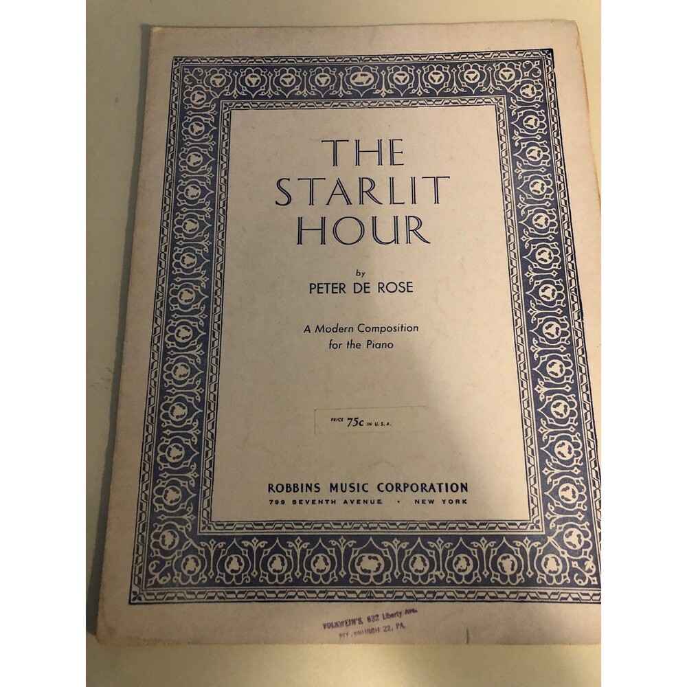 1939 Sheet Music The Starlit Hour by Peter De Rose Piano Composition